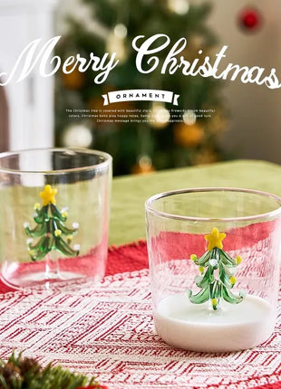 FOME Tazza di vetro creativa 1/2 pezzi Albero di Natale Caffè resistente al calore Tazza da latte Tè Tazza da caffè espresso Regali di Natale per ragazza - riparo82