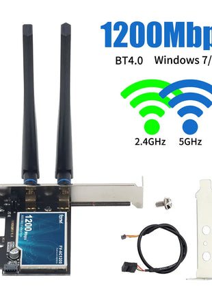FENVI AC1200 PCI-E Adattatore Wireless Scheda di Rete Dual Band 2.4G/5GHz 802.11AC Per Bluetooth 4.0 Desktop Laptop Windows 7/8/10/11 - Riparo82