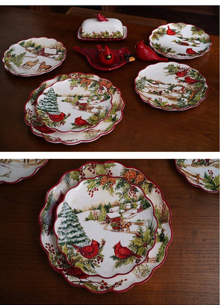 Set di stoviglie in ceramica di natale piatto da pranzo occidentale colorato sottosmalto di alta qualità piatto decorativo per posate per la cena del Festival - riparo82