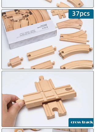 Set di binari ferroviari in legno Pacchetto di espansione Blocchi di costruzione fai-da-te Accessori Tracce adatte per binari in legno Biro Giocattoli educativi per bambini - riparo82