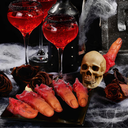 10pcs Fake Fingers Realistic Severed Horror Prank Scary Lifelike Bloody Halloween Props Haunted House Party Supplies Dark Red