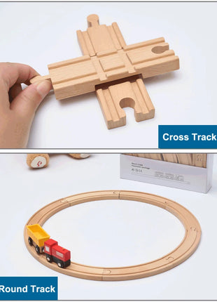NUOVO Set di binari in legno Pacchetto di espansione per binari in legno di faggio Set di binari ferroviari adatti per tutte le marche Treni Giocattoli per regali per bambini