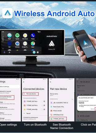 11.26 inch Dash Cam 4K Car DVR Wireless Carplay & Android Auto GPS Navigation Video Recorder Dashboard Dual Lens Wifi FM AUX - Riparo82