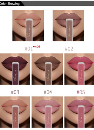 NICEFACE Nude Liquid Lipstick Ultra Matte Velvet Long Lasting Women Beauty Red Nonstick Cup Waterproof Lip Gloss Lips Cosmetics - Riparo82