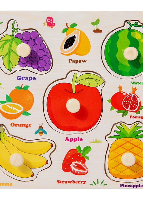 Giocattoli per bambini Puzzle in legno Montessori Giocattoli per bambini Grab Board Animali Cognizione Giocattoli educativi per l'apprendimento per bambini 1-3 anni - riparo82