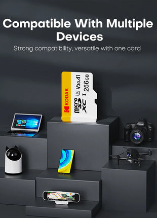 KODAK Micro SD TFcard 256GB 64GB 32GB Scheda di memoria 128GB Classe 10 Scheda SD Microsd 100MB/S UHS-I Scheda A1 per telefono/PC