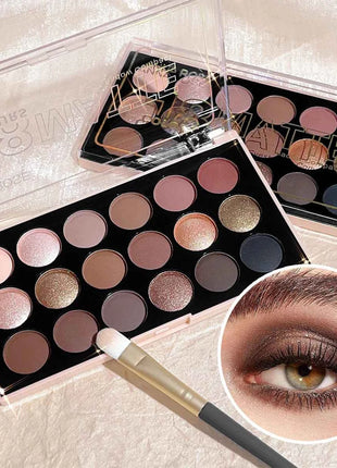 18-Color Eyeshadow Palette – Pearlescent, Matte, Fine Shimmer, Glitter, Earth Tones, Long-Lasting, High-Performance