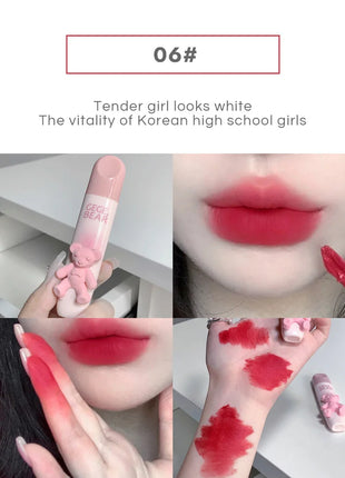Gegebear Bear Lip Glaze Matte Velvet Lipstick Long-lasting Whitening Lip Cream Lip Mud - Riparo82