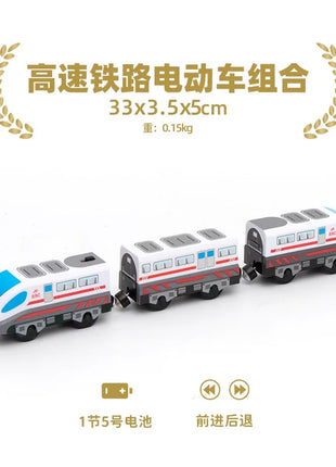 Set di treni elettrici Giocattoli Modello di treno Auto elettrica adatta per ferrovia in legno Pista del treno in legno Regalo di Natale per bambini