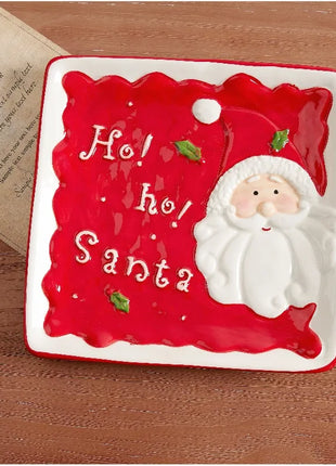 Piatto in ceramica di Babbo Natale dipinto a mano Vassoio decorativo regalo di Natale Piatto da dessert festivo Piatto da portata per biscotti carino - riparo82