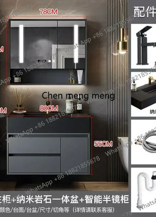 B567 Combinazione di mobili da bagno con cassetto lavabo integrato Rock Vanity Mobiletto da bagno intelligente Lavandino Lavabo Mobili