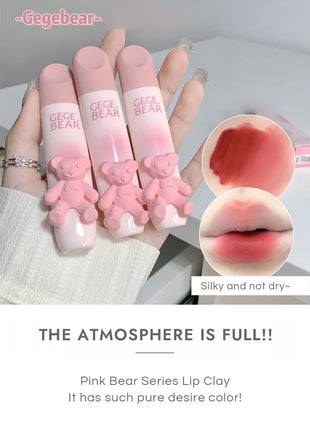 Gegebear Bear Lip Glaze Matte Velvet Lipstick Long-lasting Whitening Lip Cream Lip Mud - Riparo82