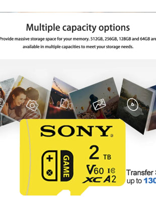 SONY Scheda TF ad alta velocità Memorie Micro Sd A2 V60 U3 Scheda Micro Sd 2TB 1TB 512GB 256GB 128GB per telefono Drone Monitor