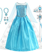 Disney Frozen Elsa Regina delle nevi Abito da principessa Costume da ragazza Halloween Bambini Gioco di ruolo Carnevale Bambini Compleanno Abito da festa