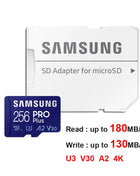 Scheda di memoria SAMSUNG EVO/PRO Plus Scheda Micro SD 64G A1 128G 256G 512G U3 A2 V30 Registratore unità Monitor Fotocamera Scheda TF dedicata
