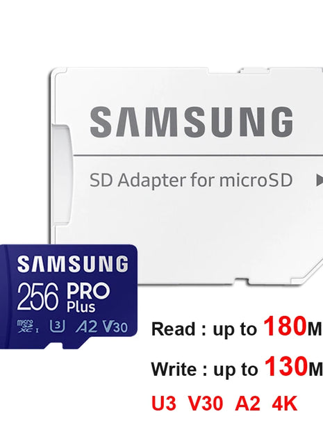 Scheda di memoria SAMSUNG EVO/PRO Plus Scheda Micro SD 64G A1 128G 256G 512G U3 A2 V30 Registratore unità Monitor Fotocamera Scheda TF dedicata