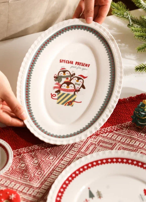 Posate natalizie Simpatico piatto Dim Sum in ceramica Piatto alimentare occidentale Regalo di Natale creativo - riparo82