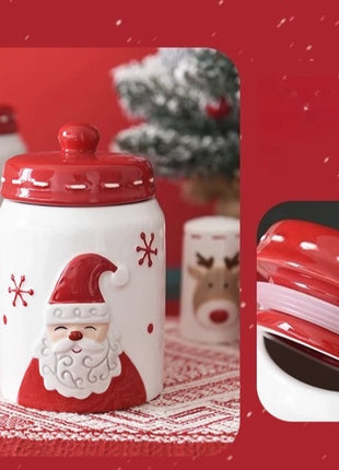 Set di piatti di Babbo Natale dipinti a mano nordici Set di stoviglie per tazze d'acqua con teiera sigillata in ceramica a rilievo rosso - riparo82