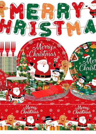 Piatti usa e getta per feste di Natale, tovaglioli da dessert, tazze, decorazioni per la tavola, bomboniere per le vacanze di Capodanno - riparo82