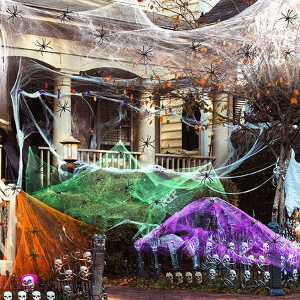 Halloween Scary Party Scene Props White Stretchy Cobweb Spider Web Horror Halloween Decoration For Bar Haunted House