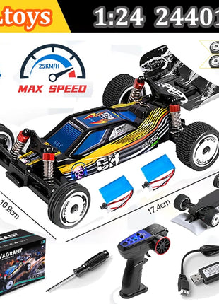 WLtoys 244016 Auto ad alta velocità, proporzionale 1:24, auto RC telecomandate di alta qualità, trazione a due ruote, giocattolo e regalo per ragazzo da corsa
