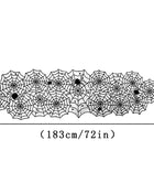 Halloween Decoration Black Spider Web Tablecloth Lace Table Runner Fireplace Cover Halloween Party Home Decor Haunted House Prop - Riparo82