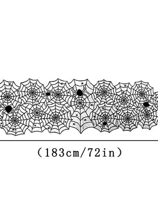 Halloween Decoration Black Spider Web Tablecloth Lace Table Runner Fireplace Cover Halloween Party Home Decor Haunted House Prop - Riparo82