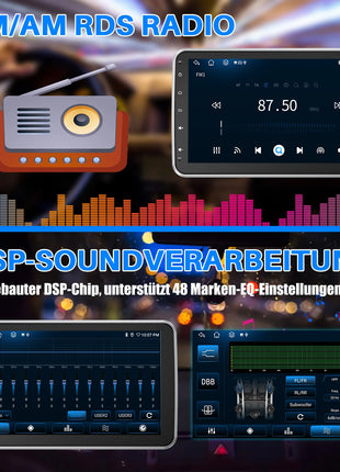 ESSGOO 10.1 Inch 8 Core 6G+128G Carplay 4G Android 14 Car Radio 1 DIN Rotatable Screen GPS NAVI AM DSP USB Wifi with Microphone - Riparo82