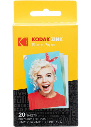20-100 fogli per carta fotografica Kodak 2"x3 Premium Zink compatibile con Kodak Smile, Kodak Step, carta PRINTOMATICA