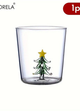 KEMORELA 1/2/4PCS Albero di Natale Tazza di Caffè in Vetro Succo di Vetro Tazza di Latte Adatto come Regalo di Natale Decorazione del Tavolo da pranzo Tazza - riparo82