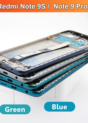 Display AMOLED per Xiaomi Redmi Note 9S Lcd M2003J6A1G Display Touch Screen con cornice per Redmi Note 9 Pro Sostituzione dello schermo - riparo82