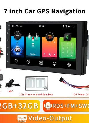 2G+32G 7 Inch Autoradio Carplay 1 Din Android Auto Car Radio GPS for Universal Stereo Multimedia Player Navigation Head Unit RDS - Riparo82