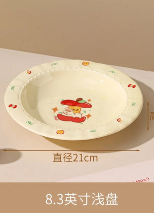 Set di stoviglie natalizie in ceramica, design simpatico cartone animato con mela, piatti da cena occidentali a tema festa, per piatti da dessert per torte, decorazioni per la casa - riparo82