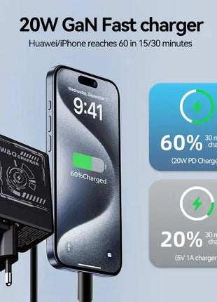 W&O GaN Fast Charging 20W Cable Type C and Lightning Liquid Silicone Cable for iPhone 14 15 Pro Max Xiaomi Realme Redmi ﻿ - Riparo82