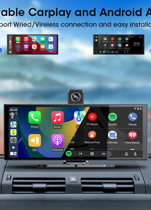 11.26 inch Dash Cam Car DVR 4K Camera Wireless Carplay Android Auto Touch Screen Dual Len Video Recorder Dashboard BT FM AUX GPS - Riparo82