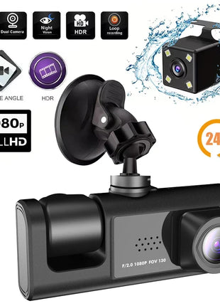 New 3 Channel Car DVR HD 1080P 3-Lens Inside Vehicle Dash CamThree Way Camera DVRs Recorder Video Registrator Dashcam Auto Parts - Riparo82