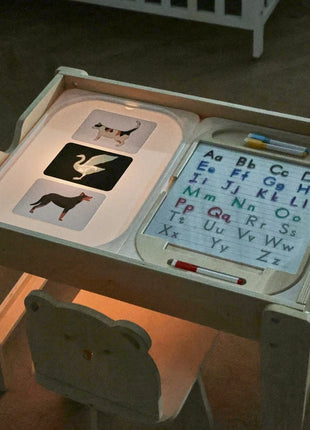Tavolo sensoriale ottico in legno per bambini Montessori utilizzato per giochi da tavolo sensoriali Regalo di giocattoli per l'ortografia di numeri e lettere - riparo82