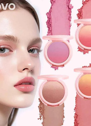 Vibrant Blush Palette, Multi-Color Gradient Design, Lightweight & Blendable Color, Face Cosmetics, With Easy-To-Use Mirror