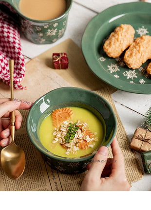 1PC squisito stoviglie natalizie piatti in ceramica piatti per insalata di frutta colazione tazze per il latte cucina domestica ciotole per noodle in ceramica - riparo82