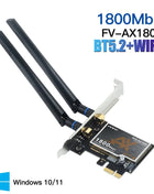 FENVI WiFi 6 adattatore PCIe 1800Mbps AX1800 adattatore PCIe Desktop Wireless BT5.2 802.11AX scheda WiFi Dual Band 2.4G/5G per Win10/11 - Riparo82