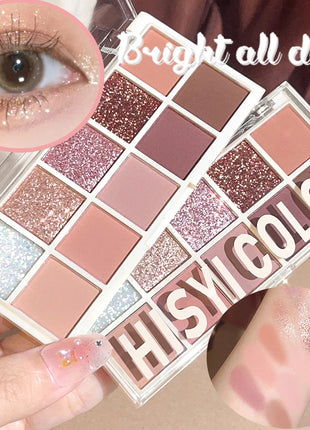 10-Color Matte & Glitter Eyeshadow Palette – High-Pigment, Long-Lasting, Waterproof & Smudge-Proof for Daily & Nude Makeup - Riparo82