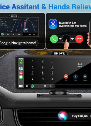 10/11.26 Inch 4K DVR Wireless CarPlay & Android Auto Dash Cam Bluetooth Audio GPS Navigation Dashboard Dual Lens Video Recorder - Riparo82