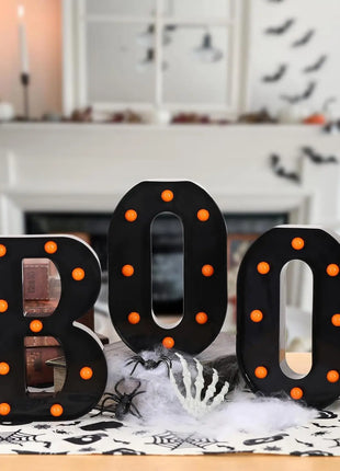 3pcs Halloween Decorative Lights 21.5CM LED Letter Lights "BOO" Halloween Ornaments for Tables Fireplaces Halloween Decoration - Riparo82