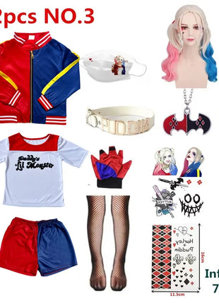 Costume Harley Quinn Carnevale 2026 - Set Completo Bambine con Giacca e Pantaloni