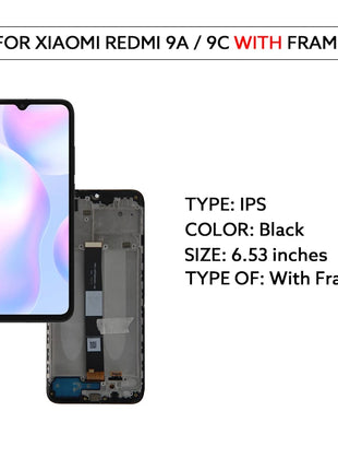 6.53 "IPS LCD Per Xiaomi Redmi 9A 9C Display LCD Touch Screen Digitizer Assembly M2006C3LG M2006C3MG LCD Parti di Ricambio - riparo82
