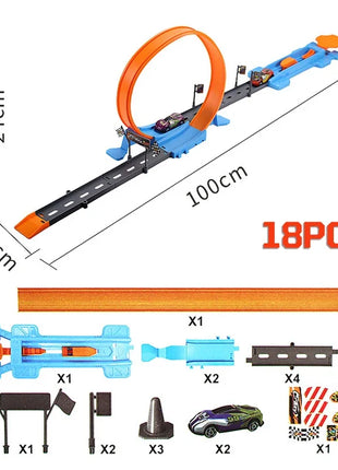 Stunt Speed Doppia competizione Ruote per auto Modello Pista da corsa Kit ferroviari assemblati fai-da-te Veicolo catapulta Ragazzo Giocattoli per bambini Regalo - riparo82