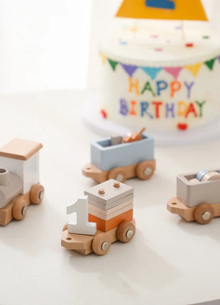 Giocattoli Montessori treno in legno per giocattolo di compleanno per bambini con numeri e blocchi gioco Toddler Boys And Girls1 2 3 4 5 giocattolo per l'apprendimento del bambino - riparo82