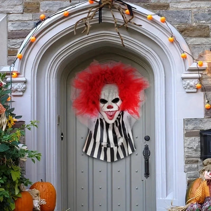 Halloween Terror Clown Wreath Door Wall Hanging Wreath Decoration Wall Hanging Ghost Festival Party Scene Decoration