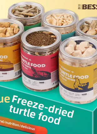 BESSN Aquatic Turtle Food - High Protein Freeze-Dried Shrimp&Meat Mix for Red-Eared Slider,Snapping Turtle&Terrapin - Riparo82