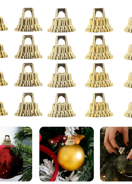 Set di tappi per palline di Natale rotondi da 100 pezzi Set di cappelli decorativi natalizi in argento/oro di ricambio per decorazioni fai da te per l'albero di Natale - riparo82